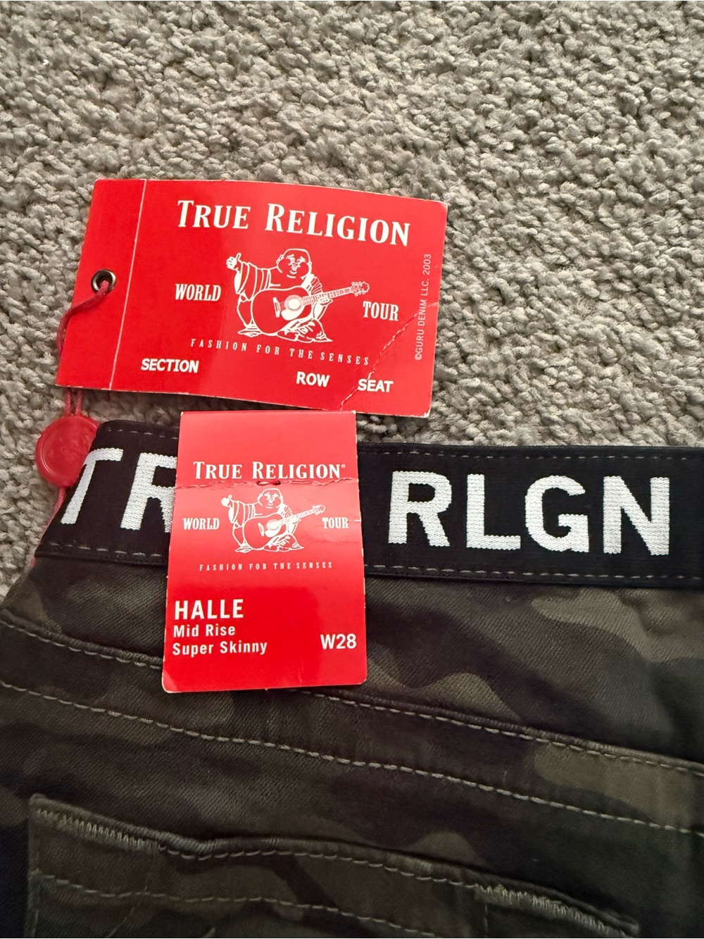 True Religion Women's Camo Skinny Jeans in Olive Green - Picture 5 of 5